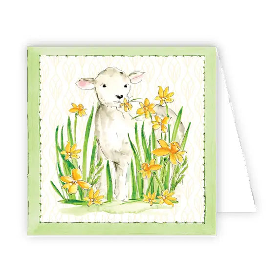 Handpainted Lamb with Daffodils Enclosure Card