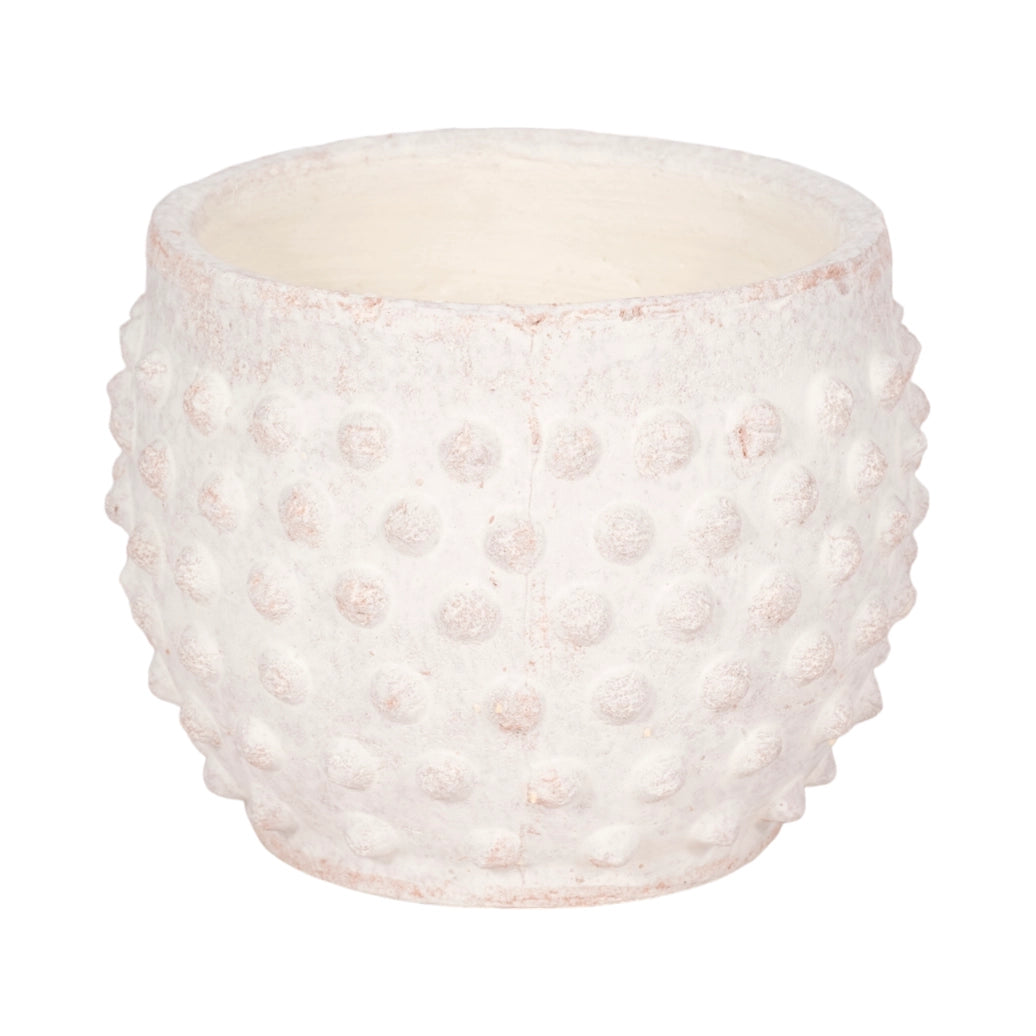 Planter - White Terracotta Round Bubble Rough Finish