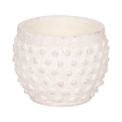 Planter - White Terracotta Round Bubble Rough Finish