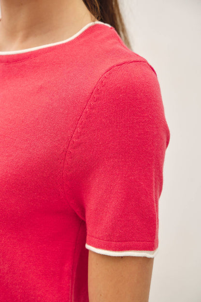 Layered Look Essential Short Sleeve Sweater Top