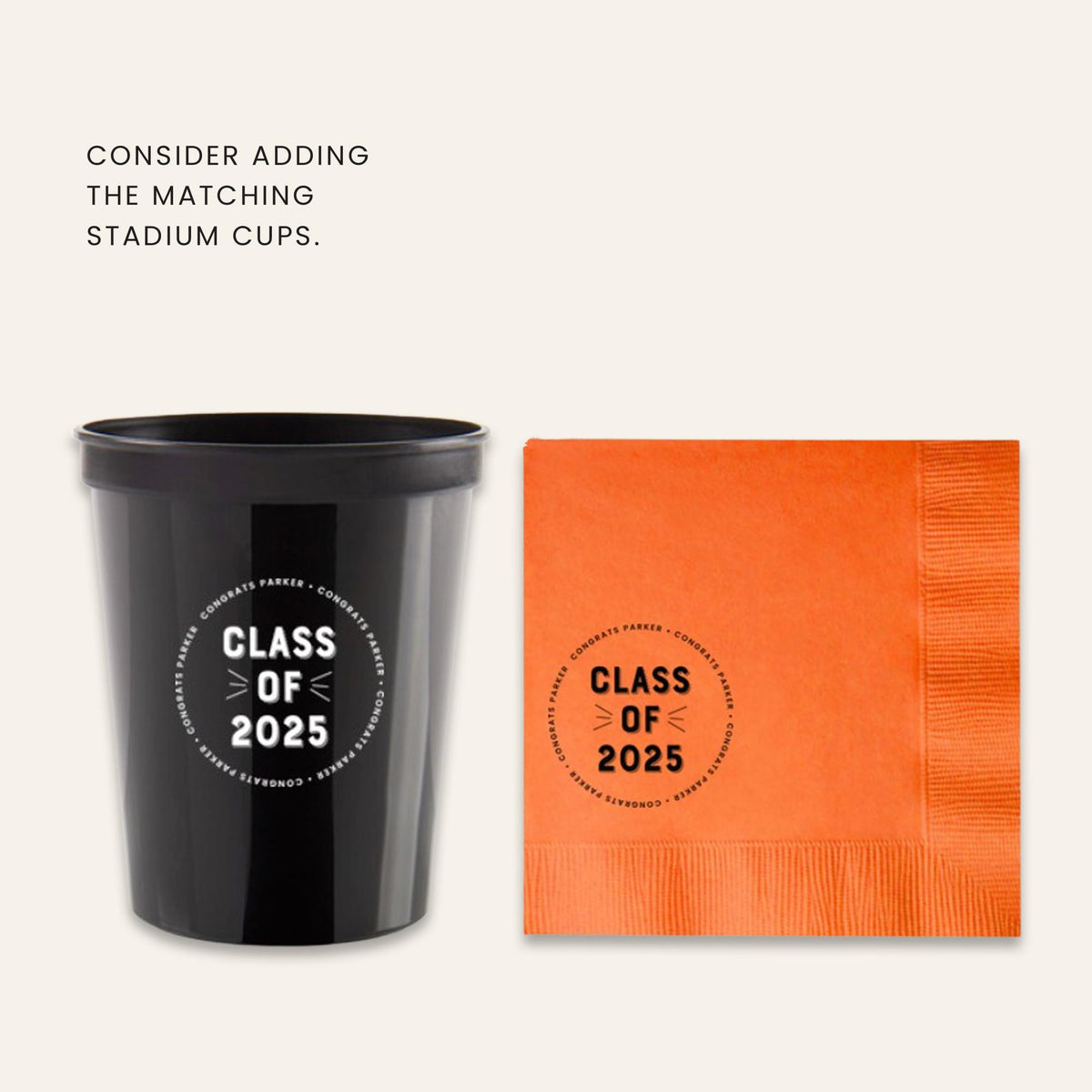 Class of 2025 Graduation Dinner Napkins - Custom Name