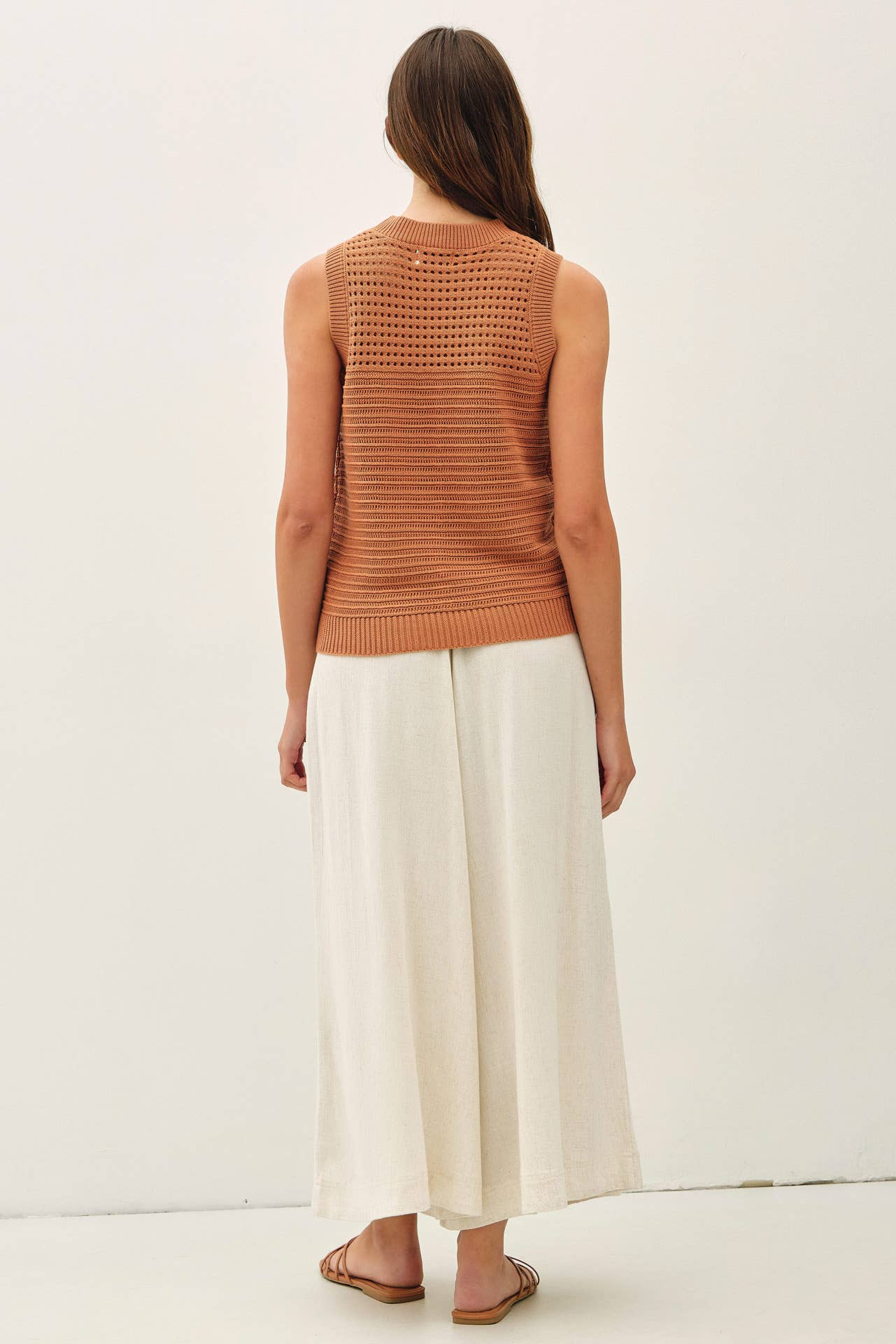 Textured Crochet Sleeveless Sweater