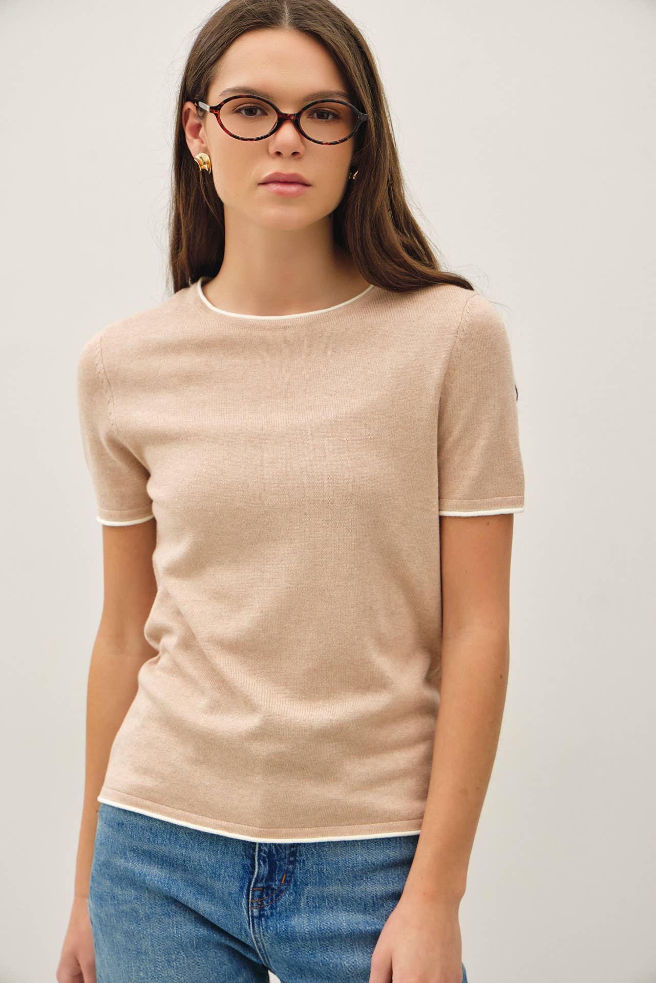 Layered Look Essential Short Sleeve Sweater Top