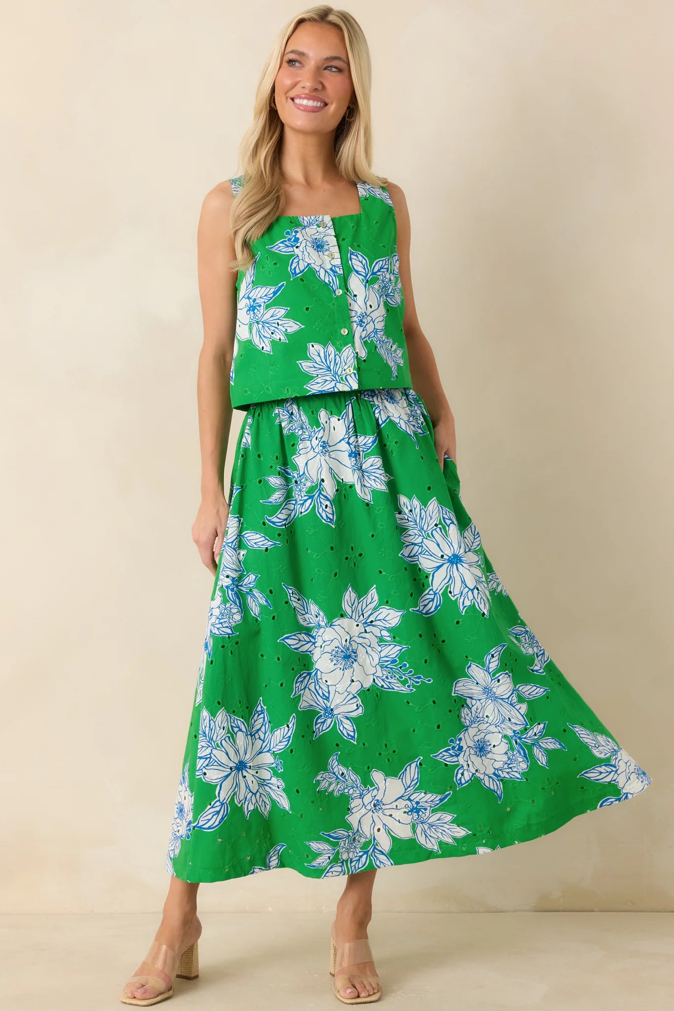 Botanical Print Sleeveless Top