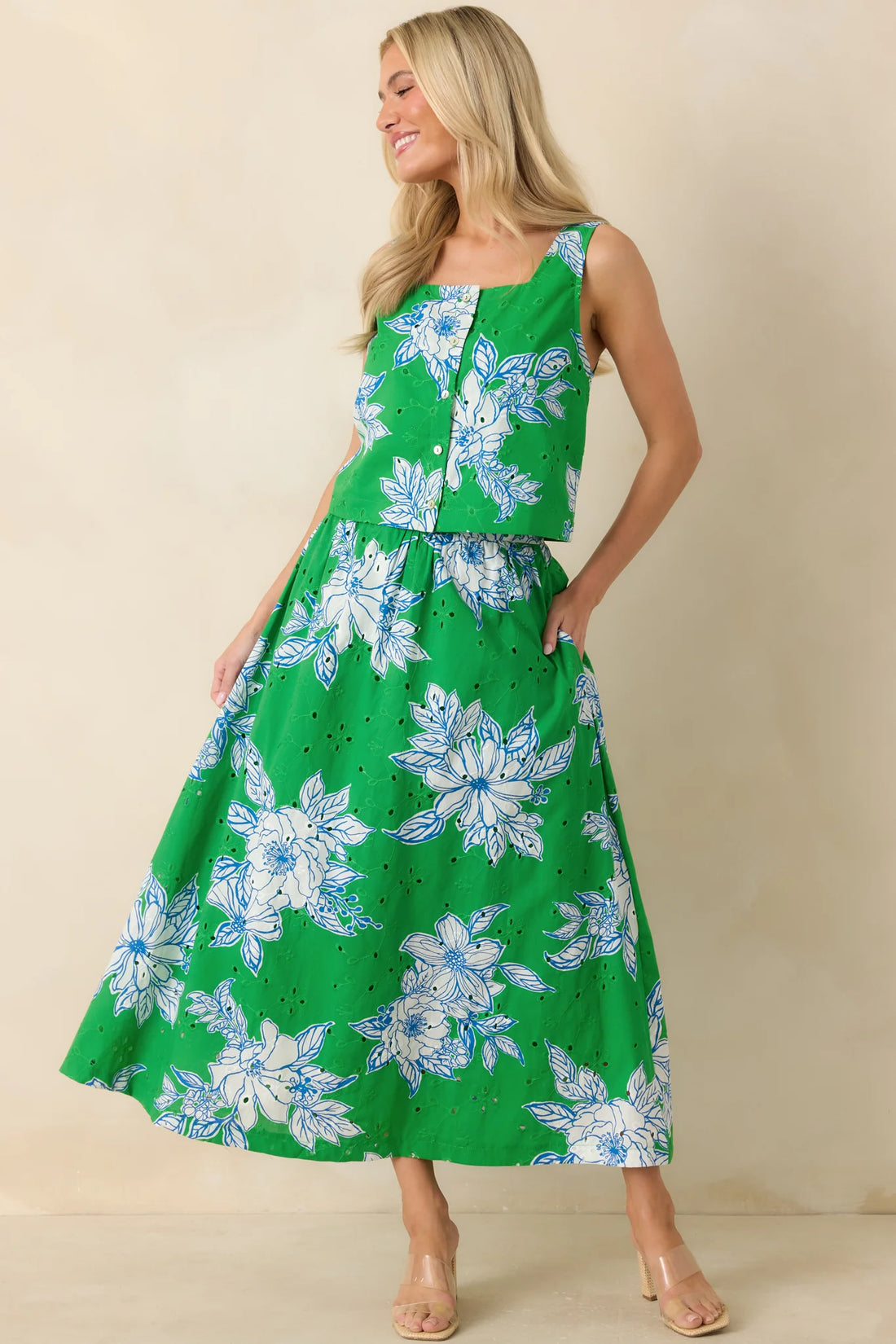 Botanical Print Sleeveless Top