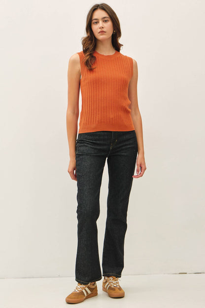 Texture Ribbed Classic Cut Sweater Tank
