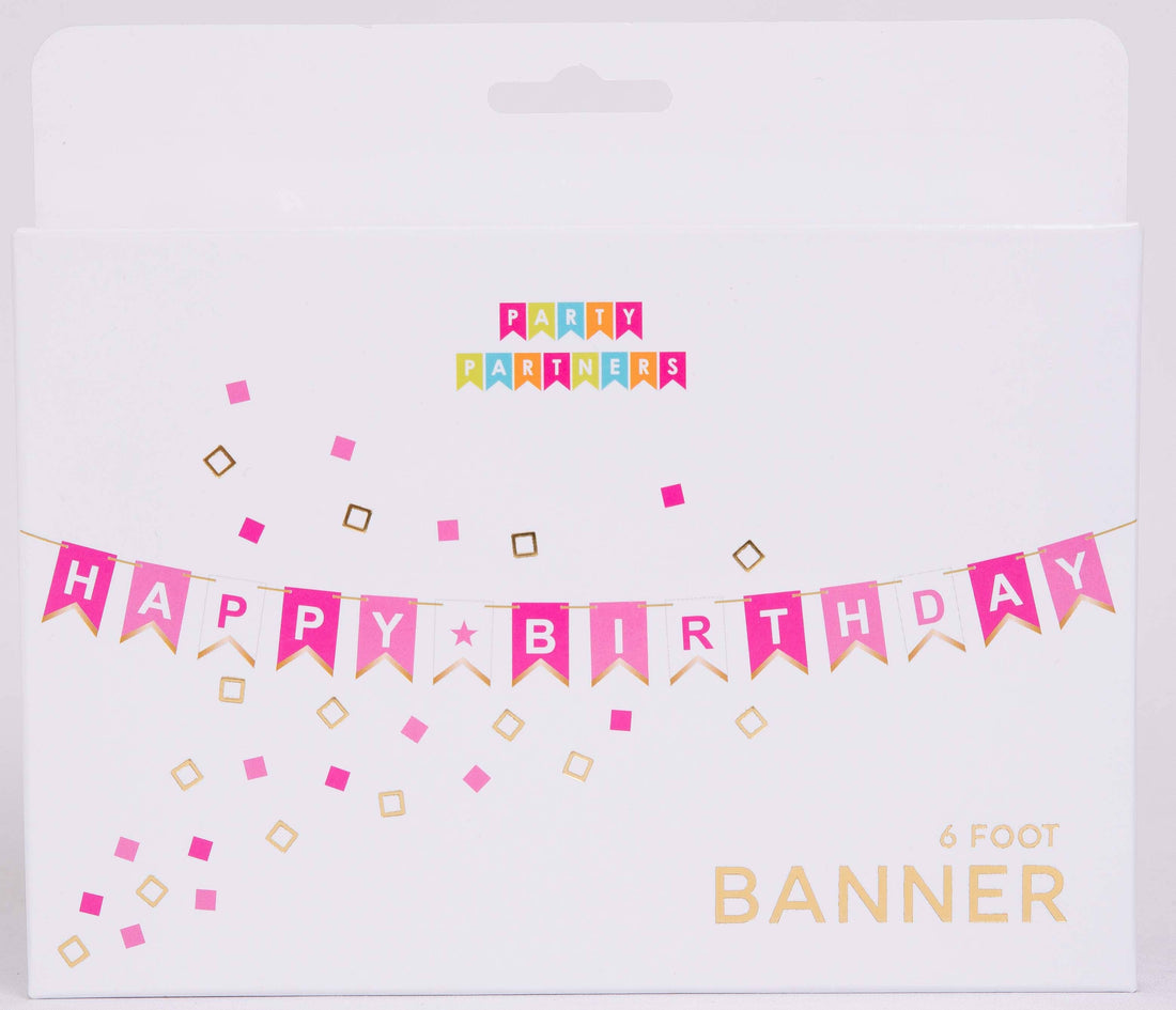 Pink Happy Birthday Banner