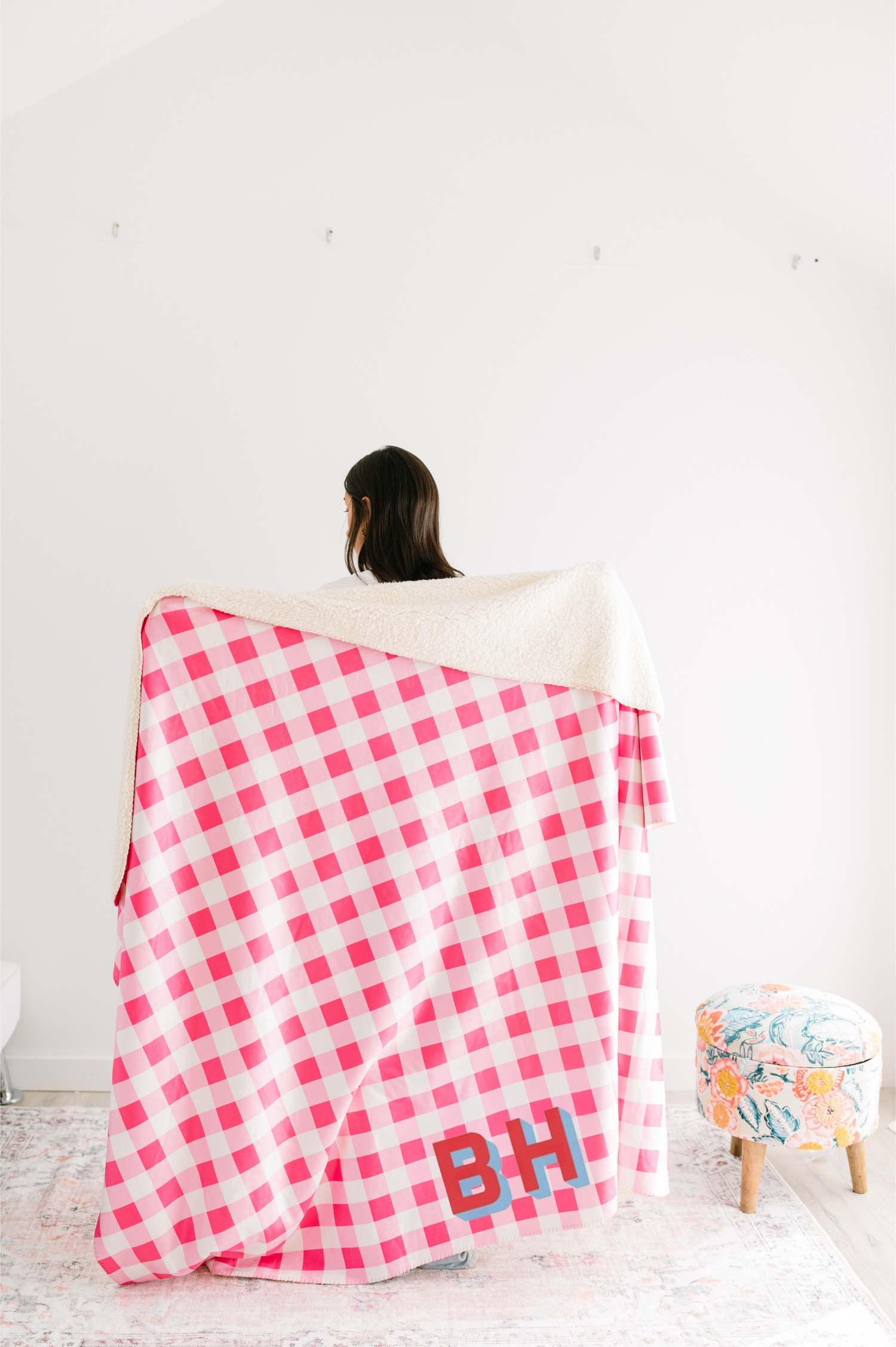 Custom Monogrammed Gingham Blanket