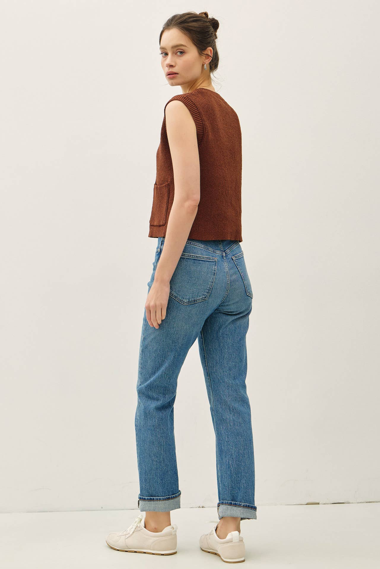 Ribbed Sweater Vest with Pockets