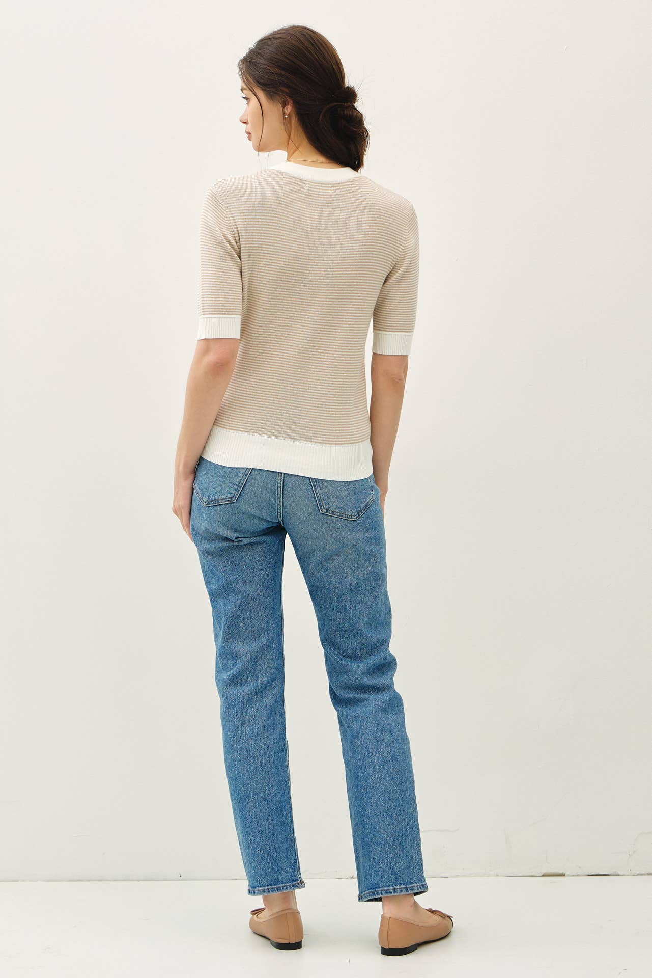 Striped Henley Sweater Top