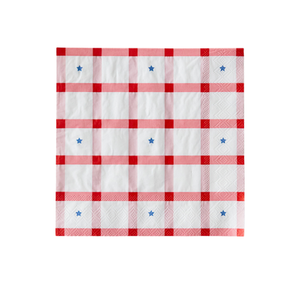 Red Gingham 4th of July Large Napkins