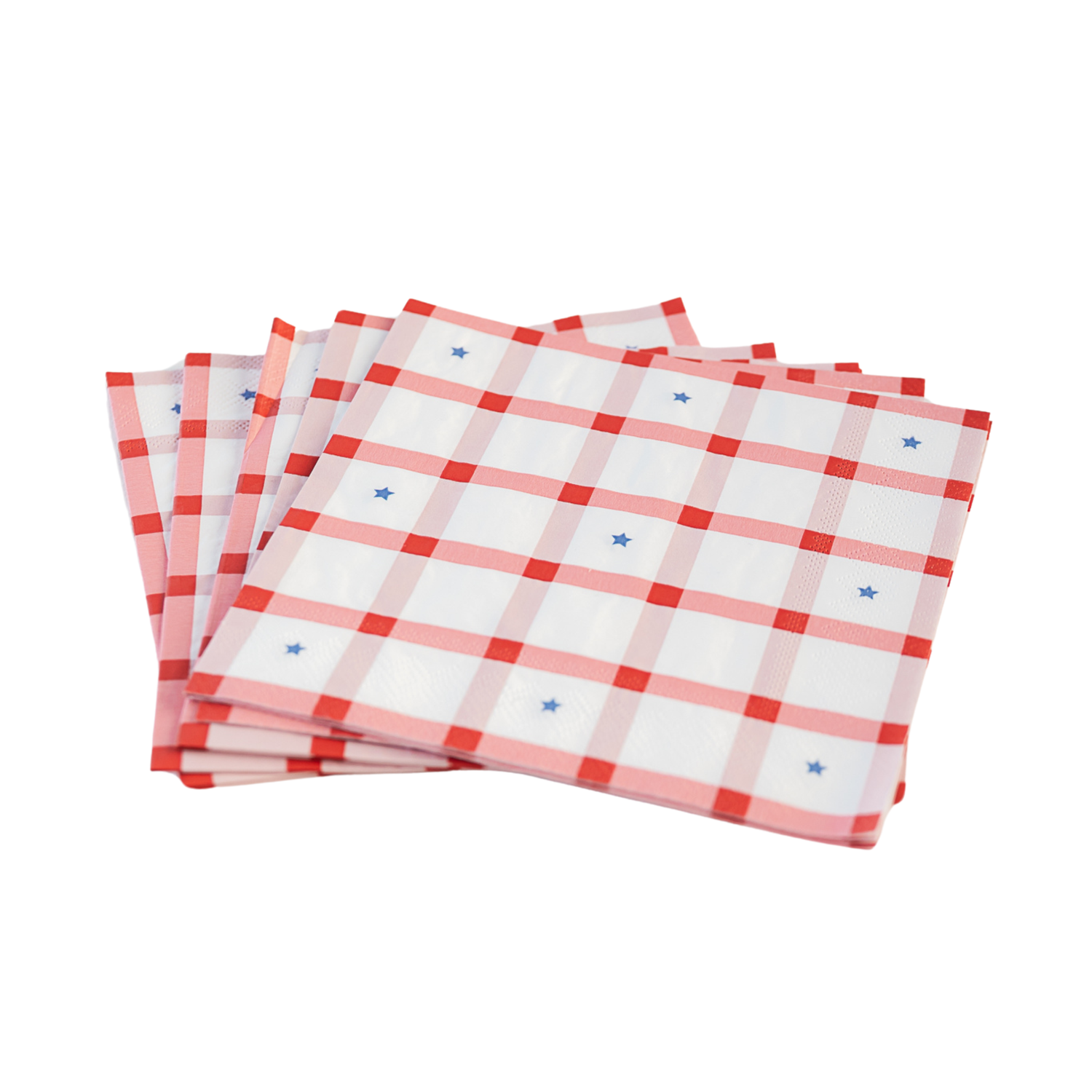 Red Gingham 4th of July Large Napkins