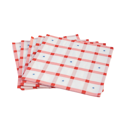 Red Gingham 4th of July Large Napkins