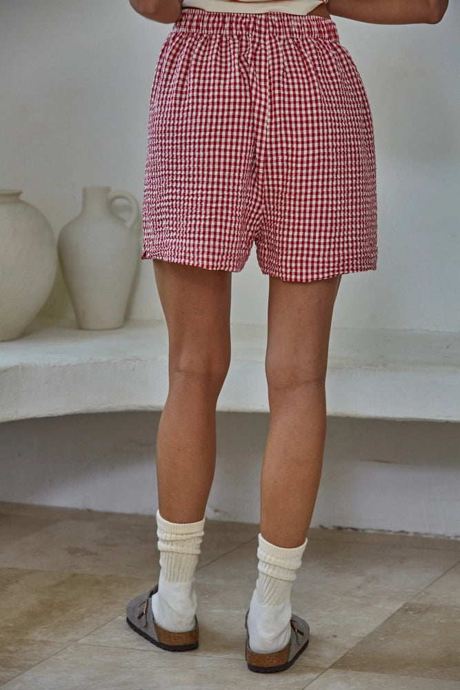 Woven Polyester Gingham Print Gingham Shorts