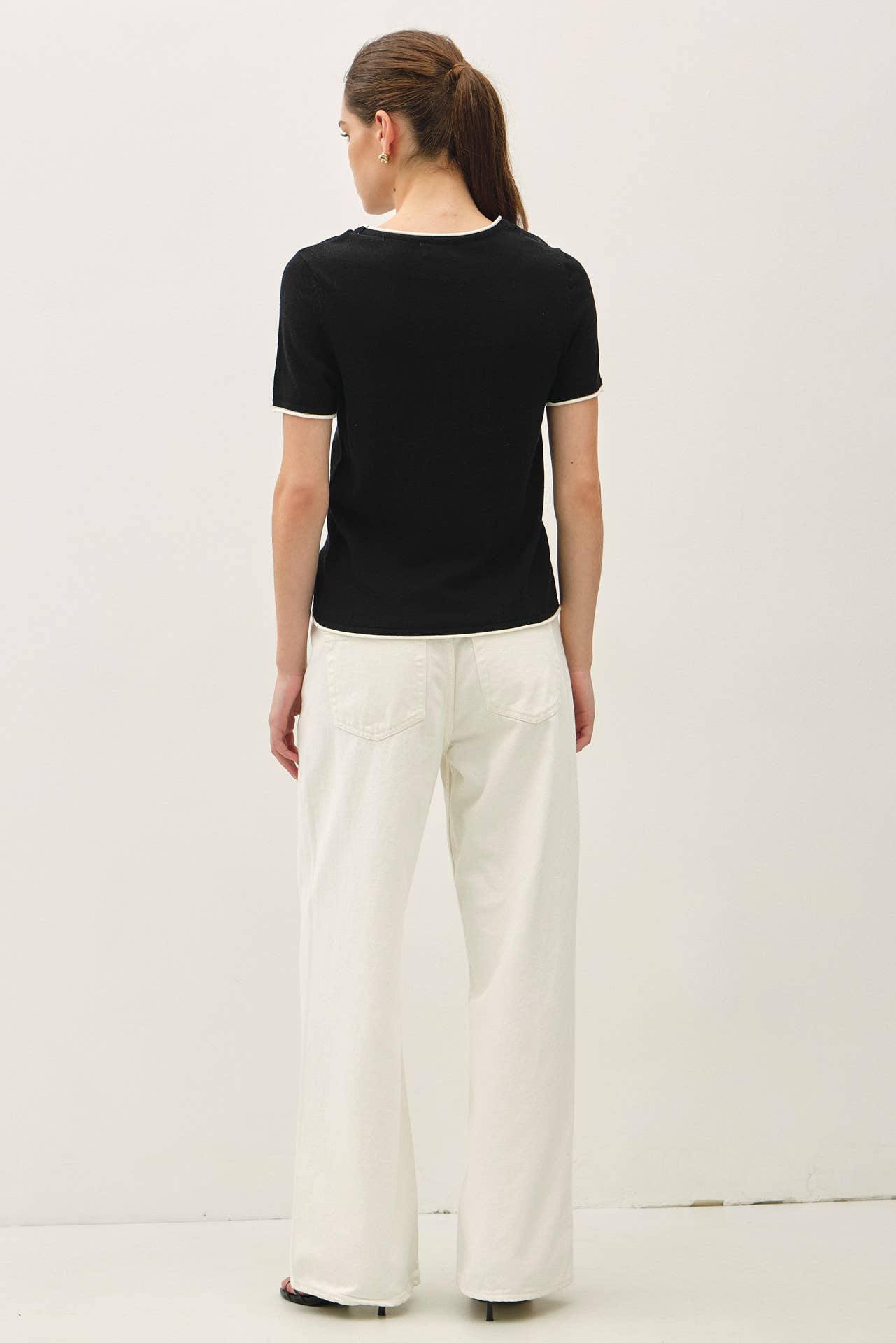 Layered Look Essential Short Sleeve Sweater Top