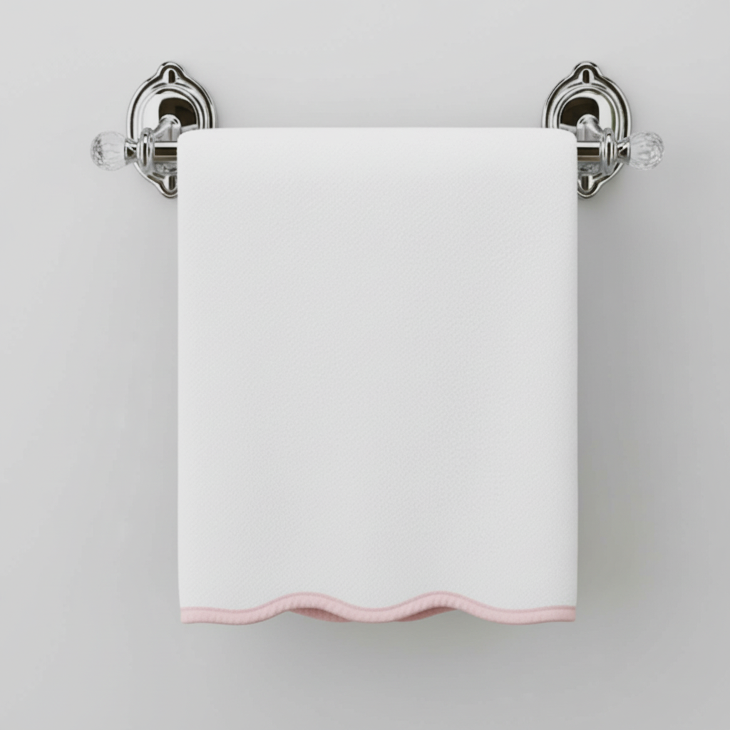 Luxury Cotton Washcloths with Scallop Piping