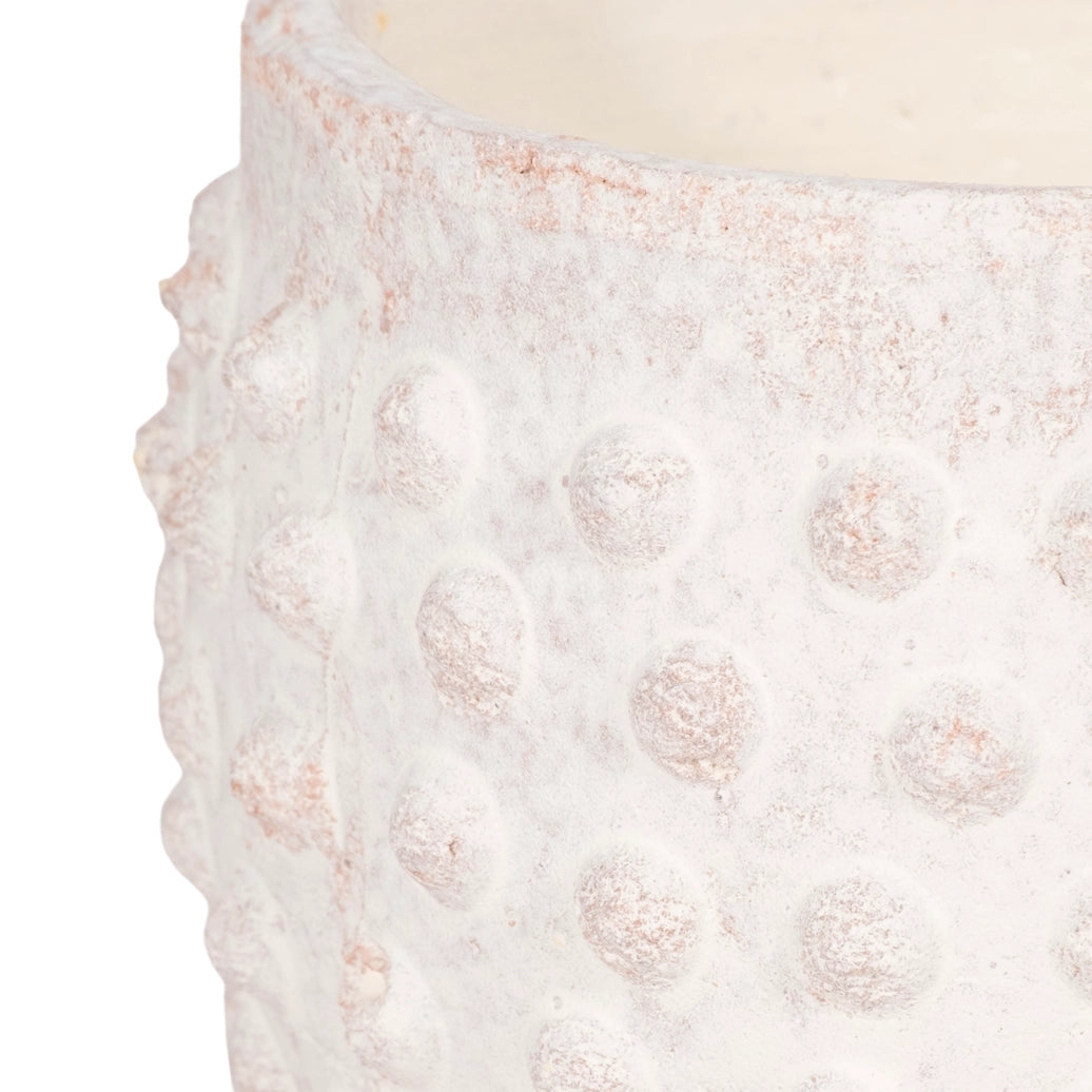 Planter - White Terracotta Round Bubble Rough Finish