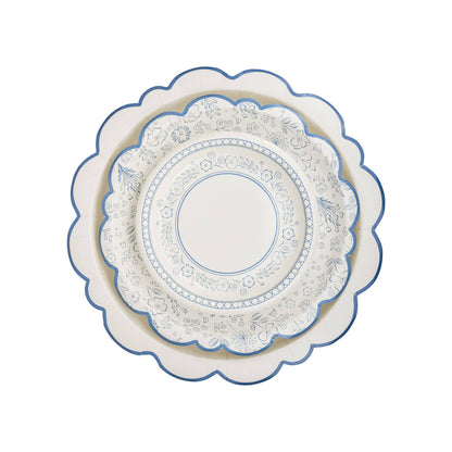 Pembroke Cream with Blue Edge Paper Plate