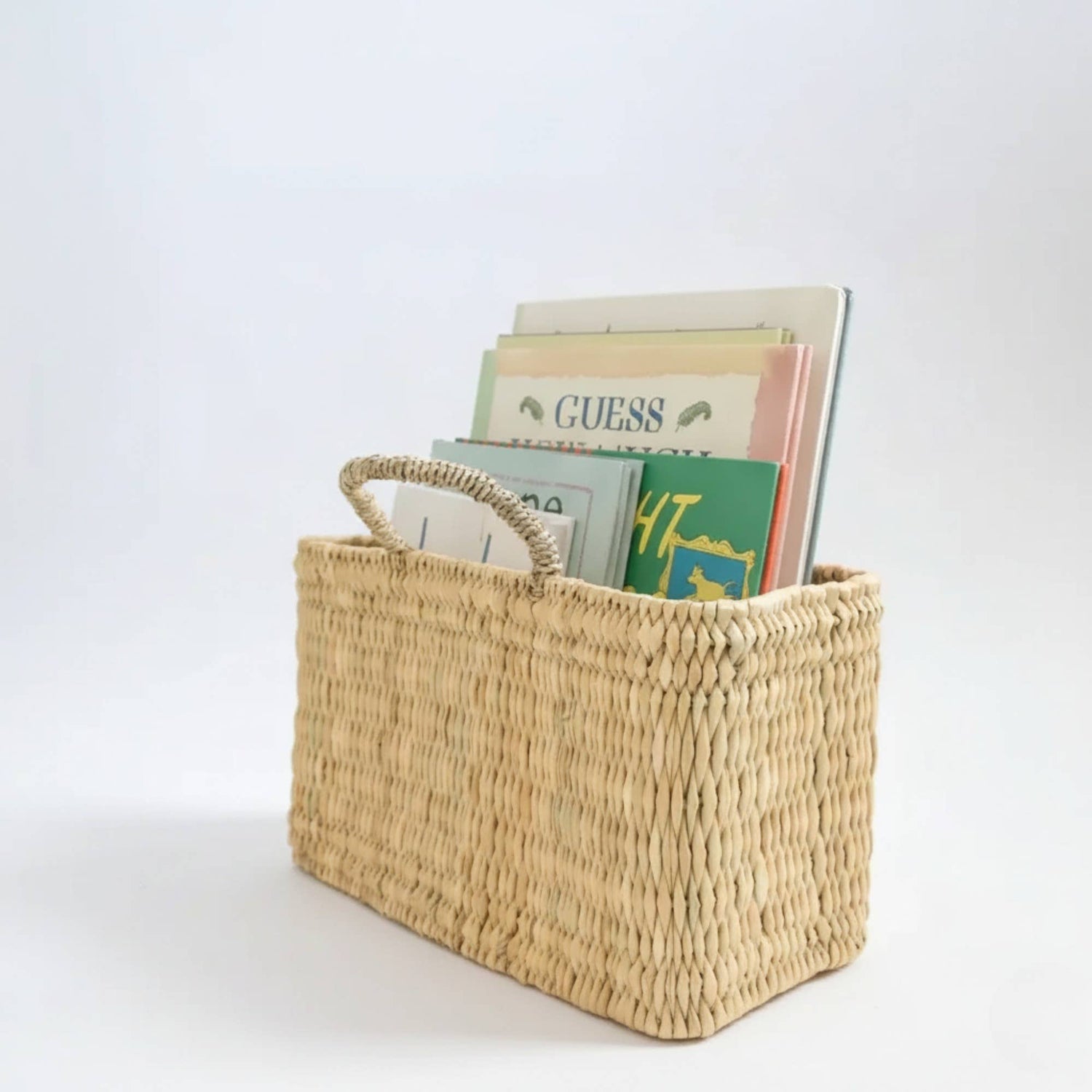 Handwoven Reed Basket Storage Bin Boho Nursery Decor