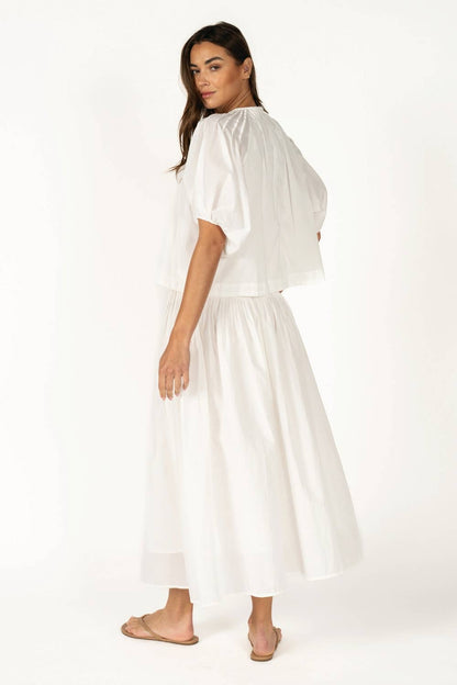 White Pleated Maxi Skirt – Lightweight Matching Set