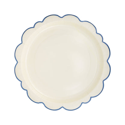 Pembroke Cream with Blue Edge Paper Plate