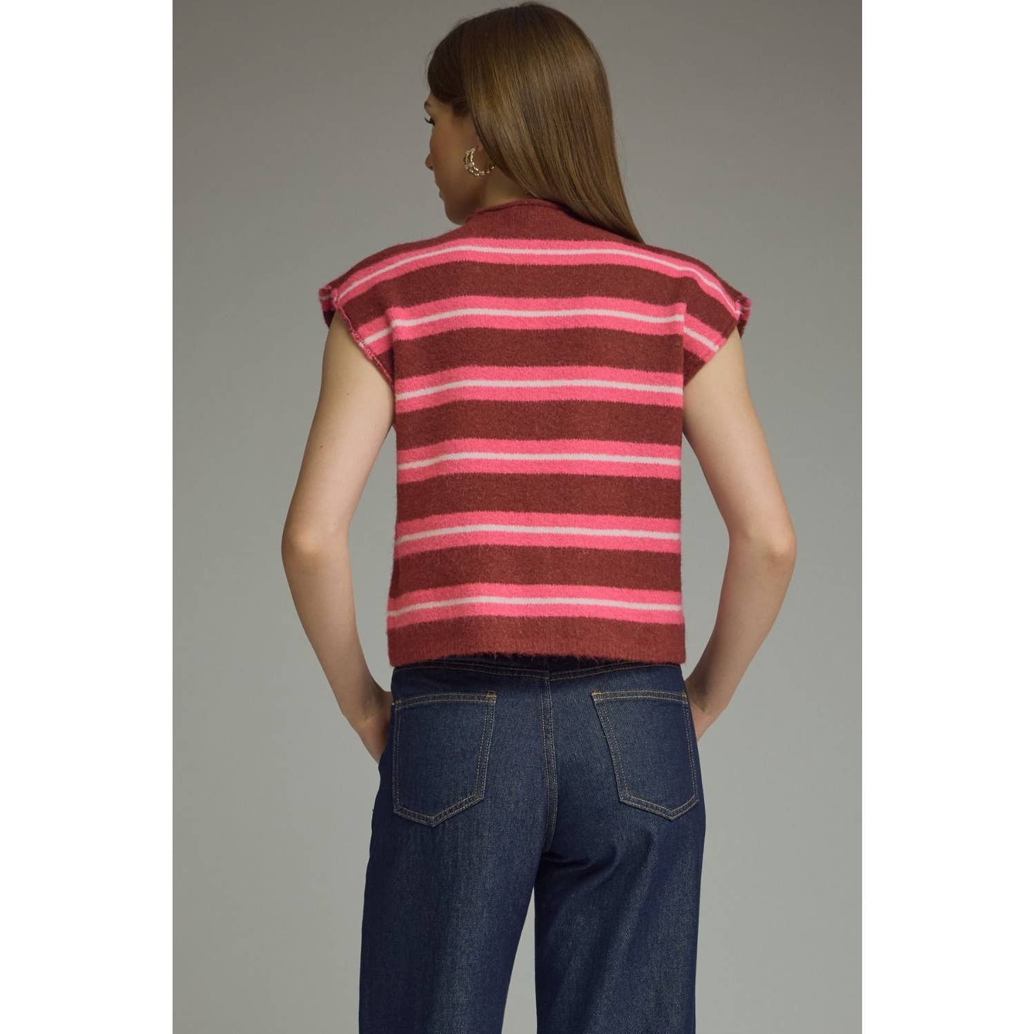 New Stripe Cap Sleeve Top