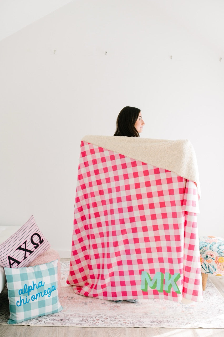 Custom Monogrammed Gingham Blanket