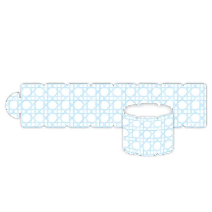 Cane Trellis Pattern Light Blue Napkin Rings