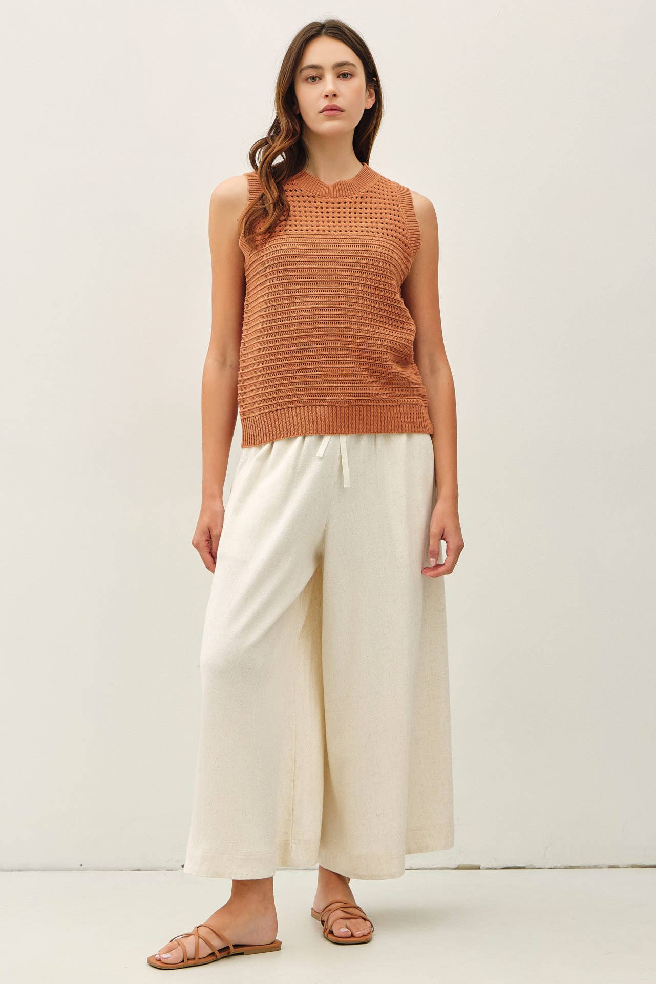 Textured Crochet Sleeveless Sweater