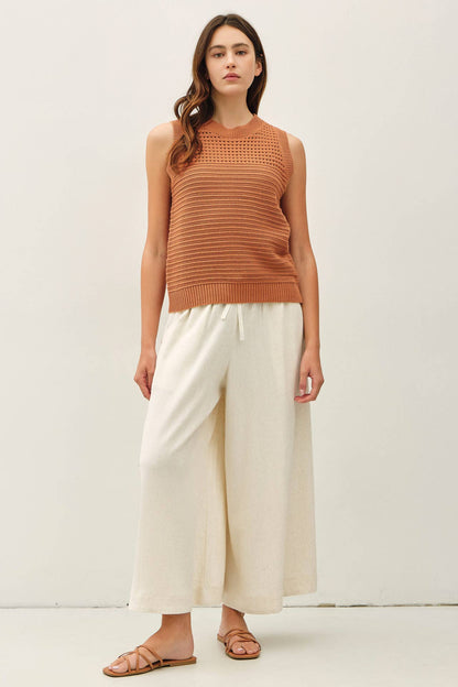 Textured Crochet Sleeveless Sweater