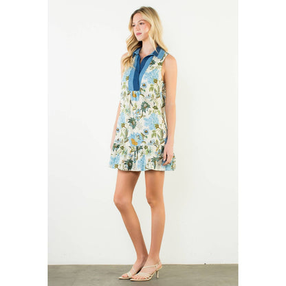 Sleeveless Floral Pattern Dress