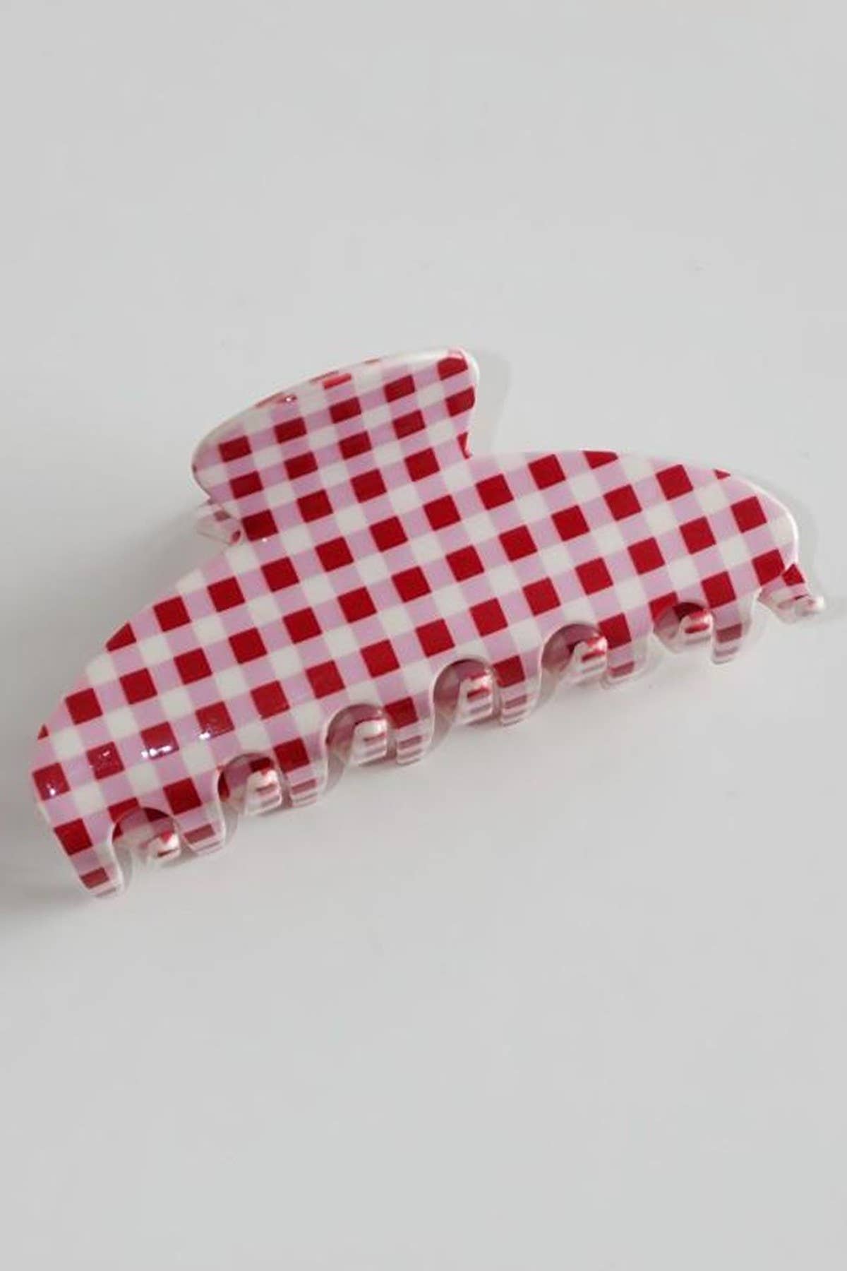 Jumbo Stripe Plaid Oval Hair Claw Clips