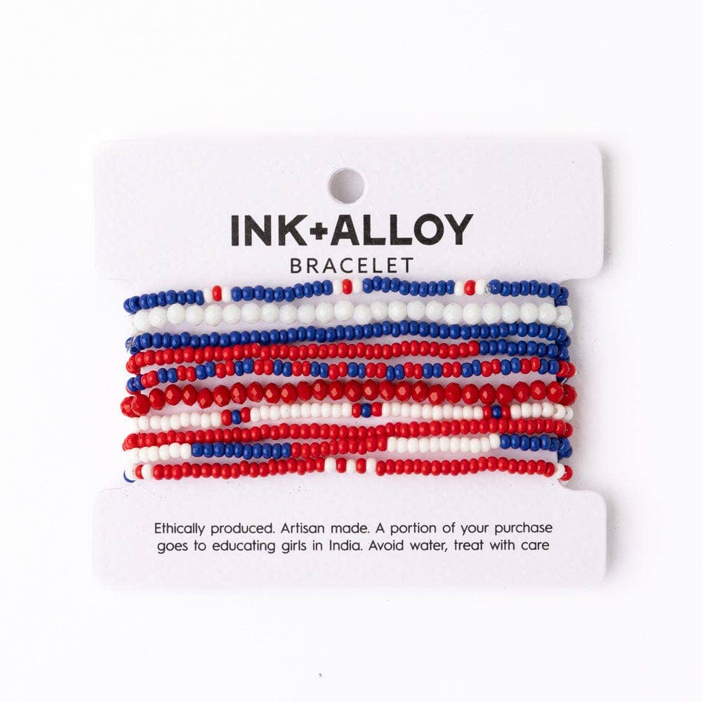 Red &amp; Blue Game Day Beaded Bracelets
