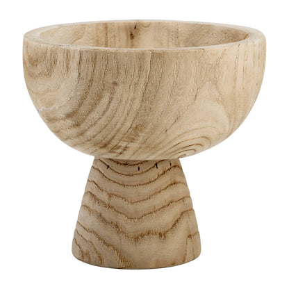 Bowl - Brown Paulownia Wood with Pedestal Base