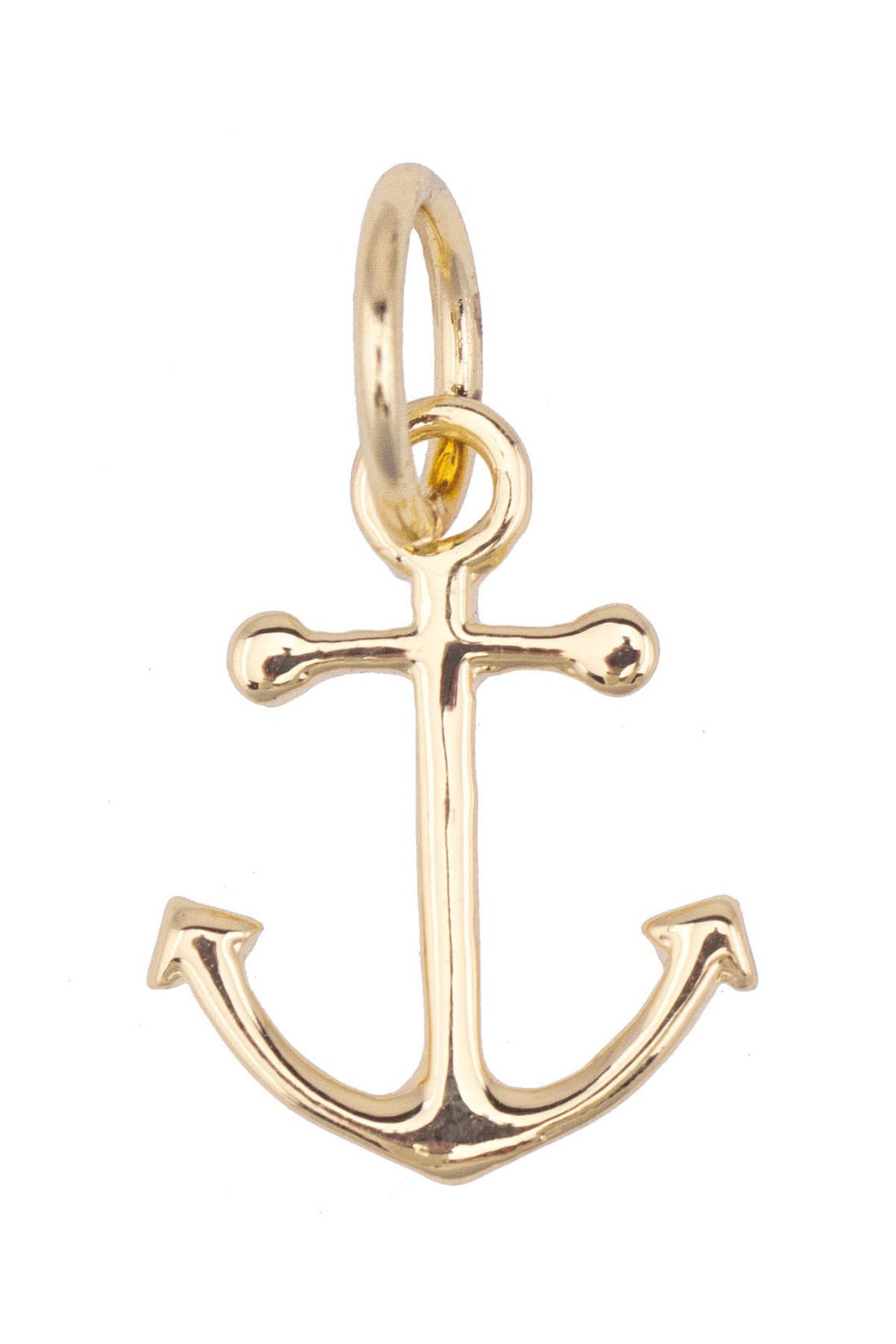 Fluke Anchor Charm in Shiny Gold