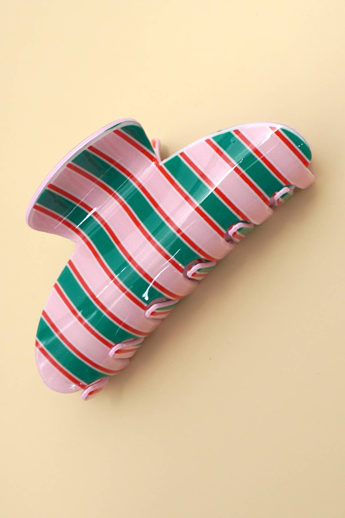Jumbo Stripe Plaid Oval Hair Claw Clips