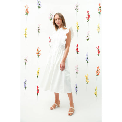 Ruffle Sleeve Tiered Midi Dress