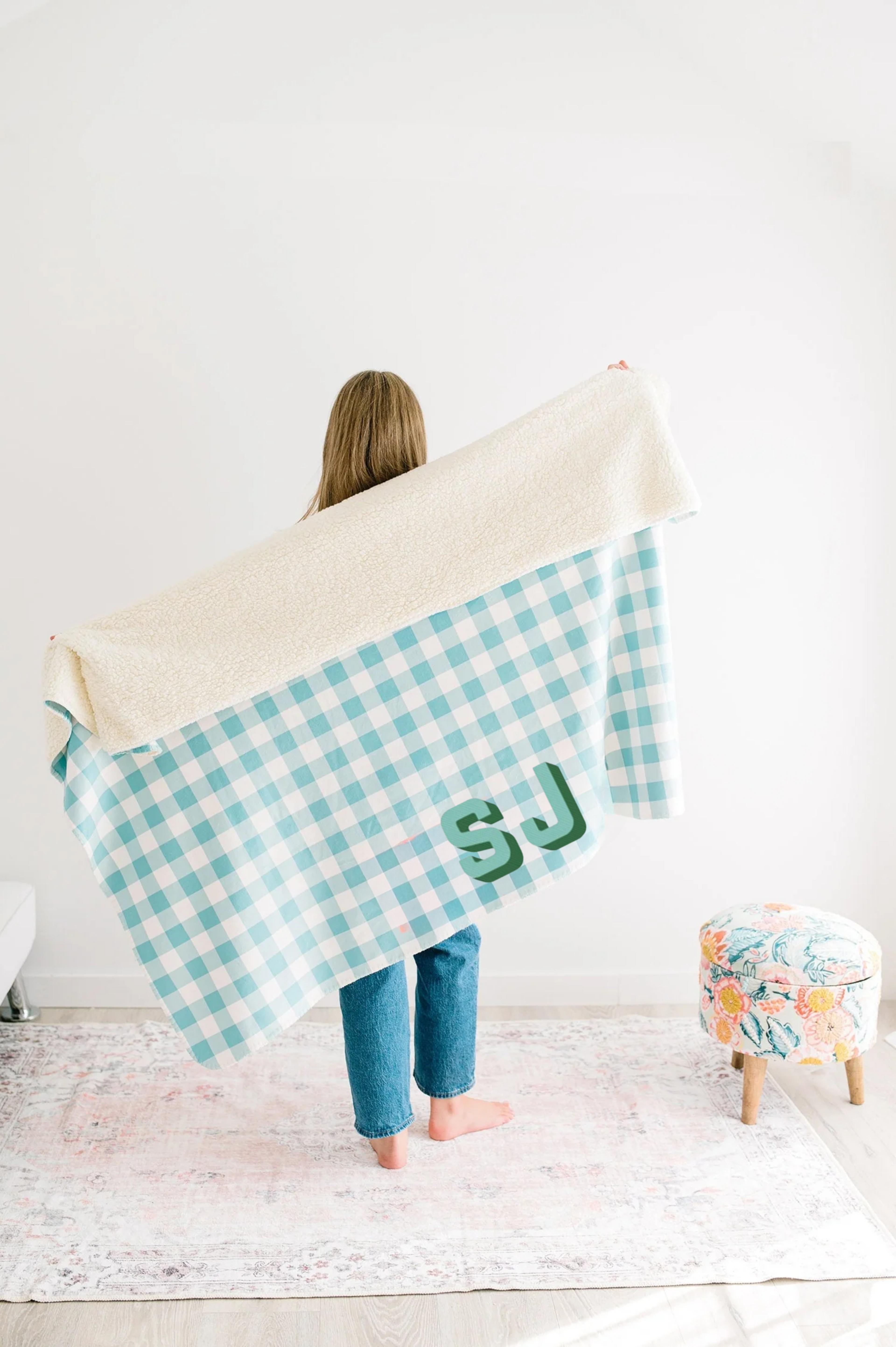 Custom Monogrammed Gingham Blanket