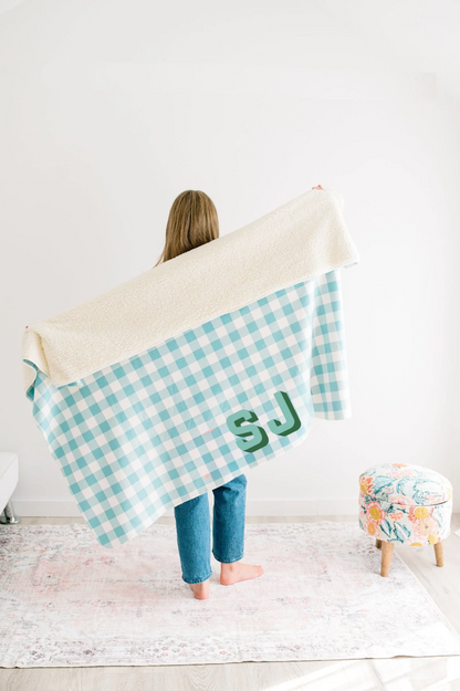 Custom Monogrammed Gingham Blanket