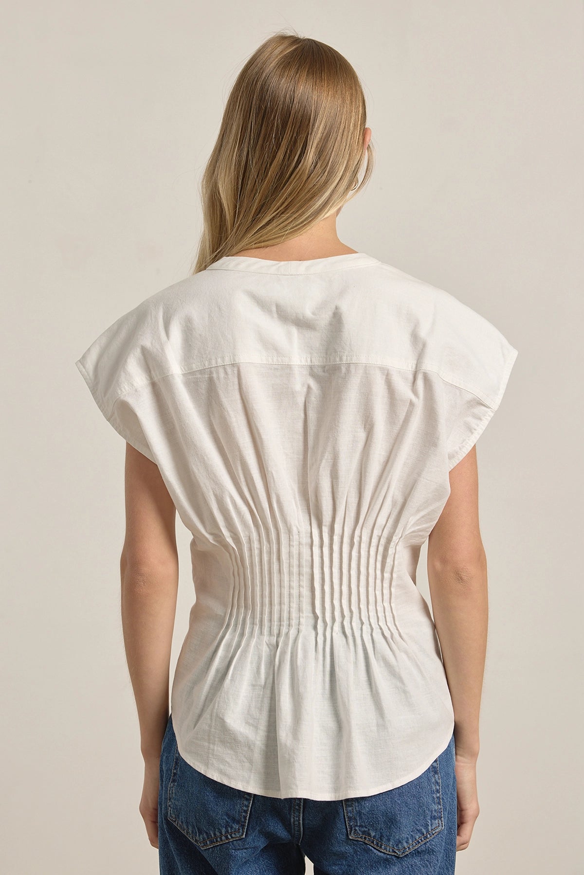 Pleated Waist Cotton Blouse