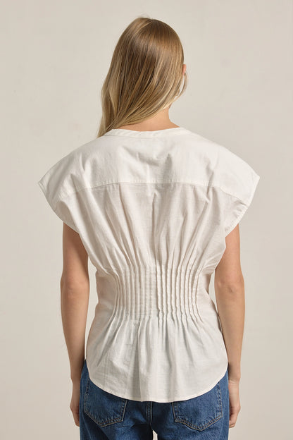 Pleated Waist Cotton Blouse