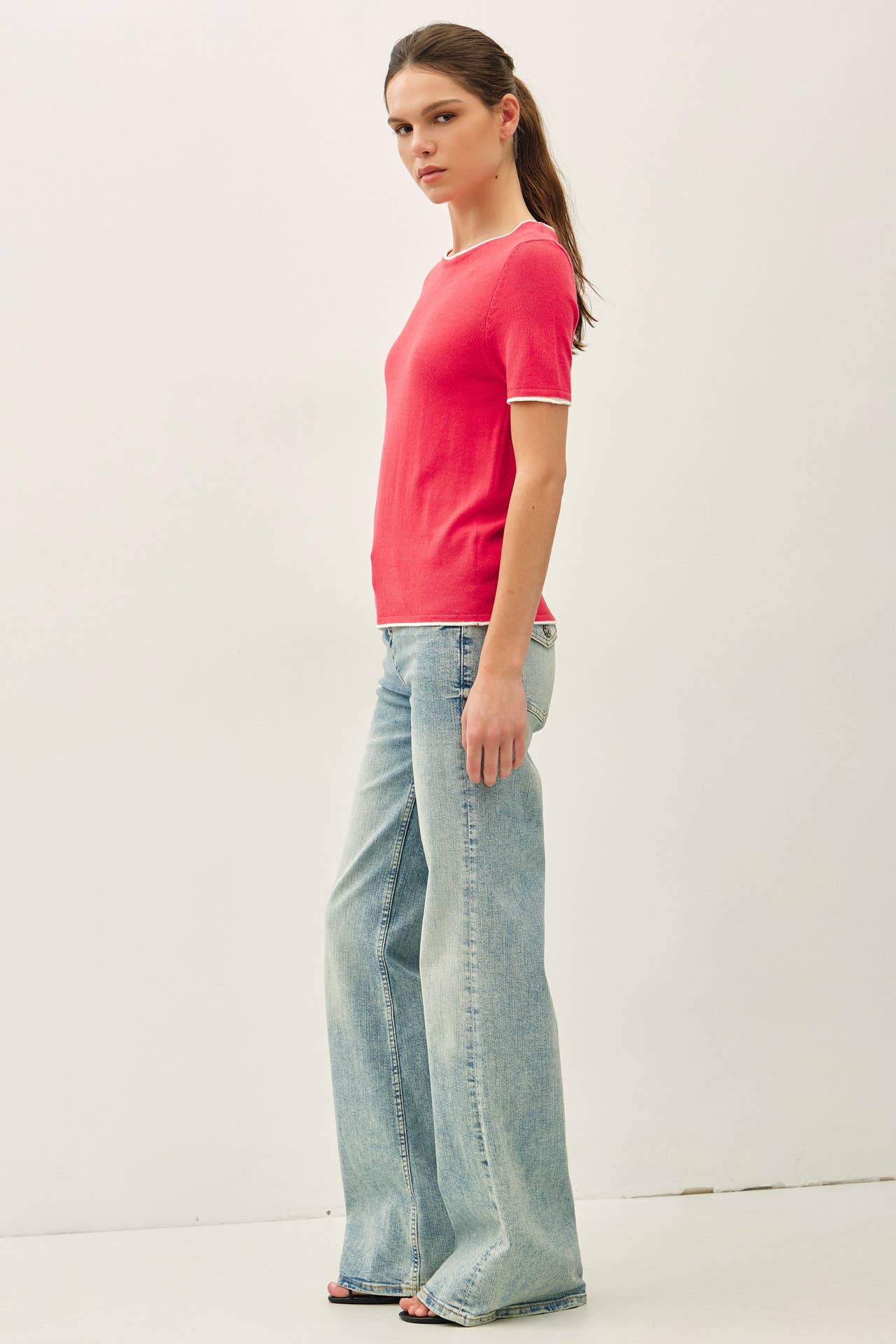 Layered Look Essential Short Sleeve Sweater Top