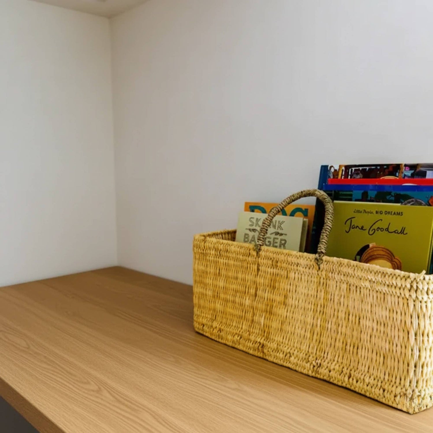 Handwoven Reed Basket Storage Bin Boho Nursery Decor