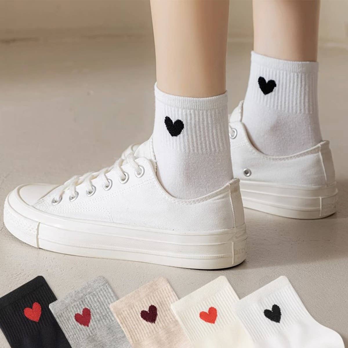 Cute Heart Cotton Ankle Socks Women Casual