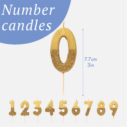 We Heart Birthdays Gold Glitter Number Candle Starter Kit