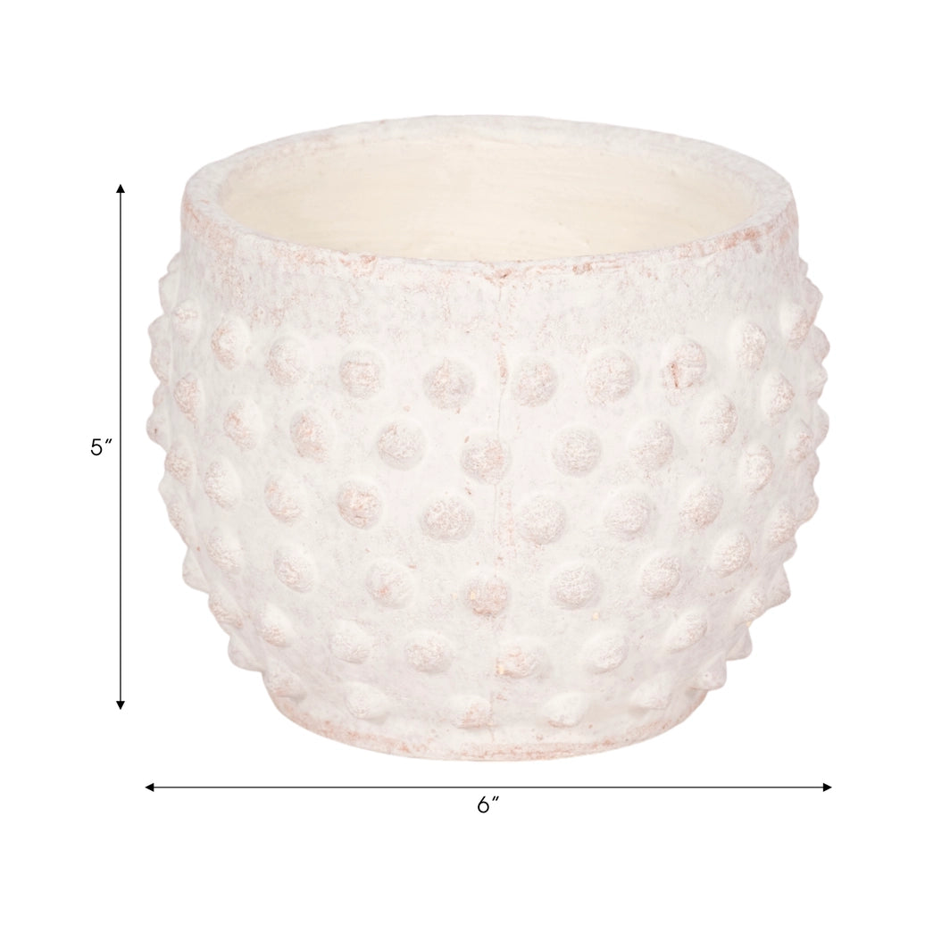 Planter - White Terracotta Round Bubble Rough Finish