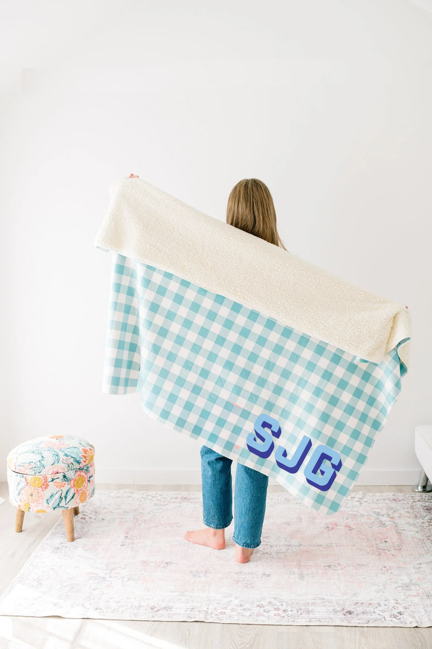 Custom Monogrammed Gingham Blanket