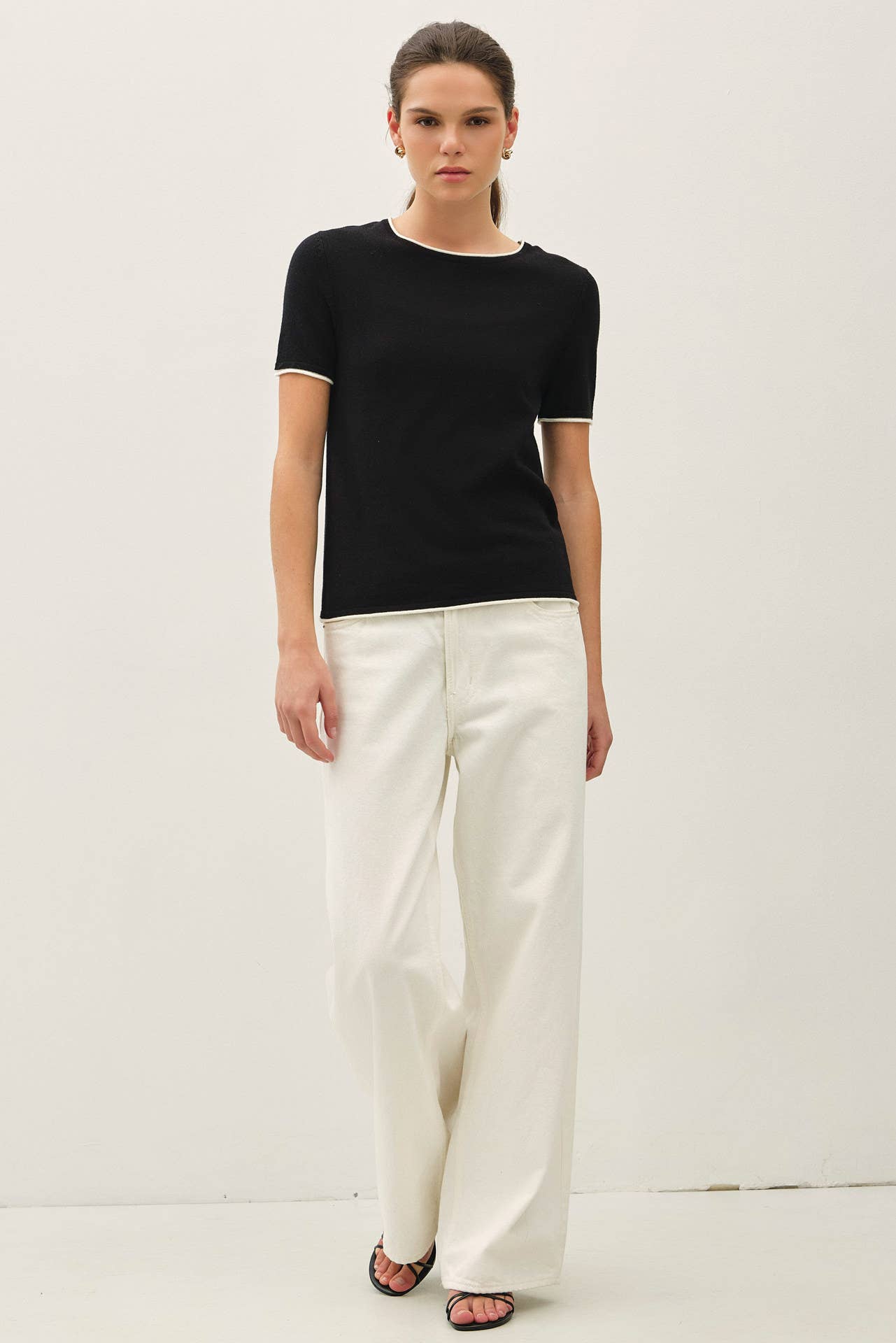 Layered Look Essential Short Sleeve Sweater Top