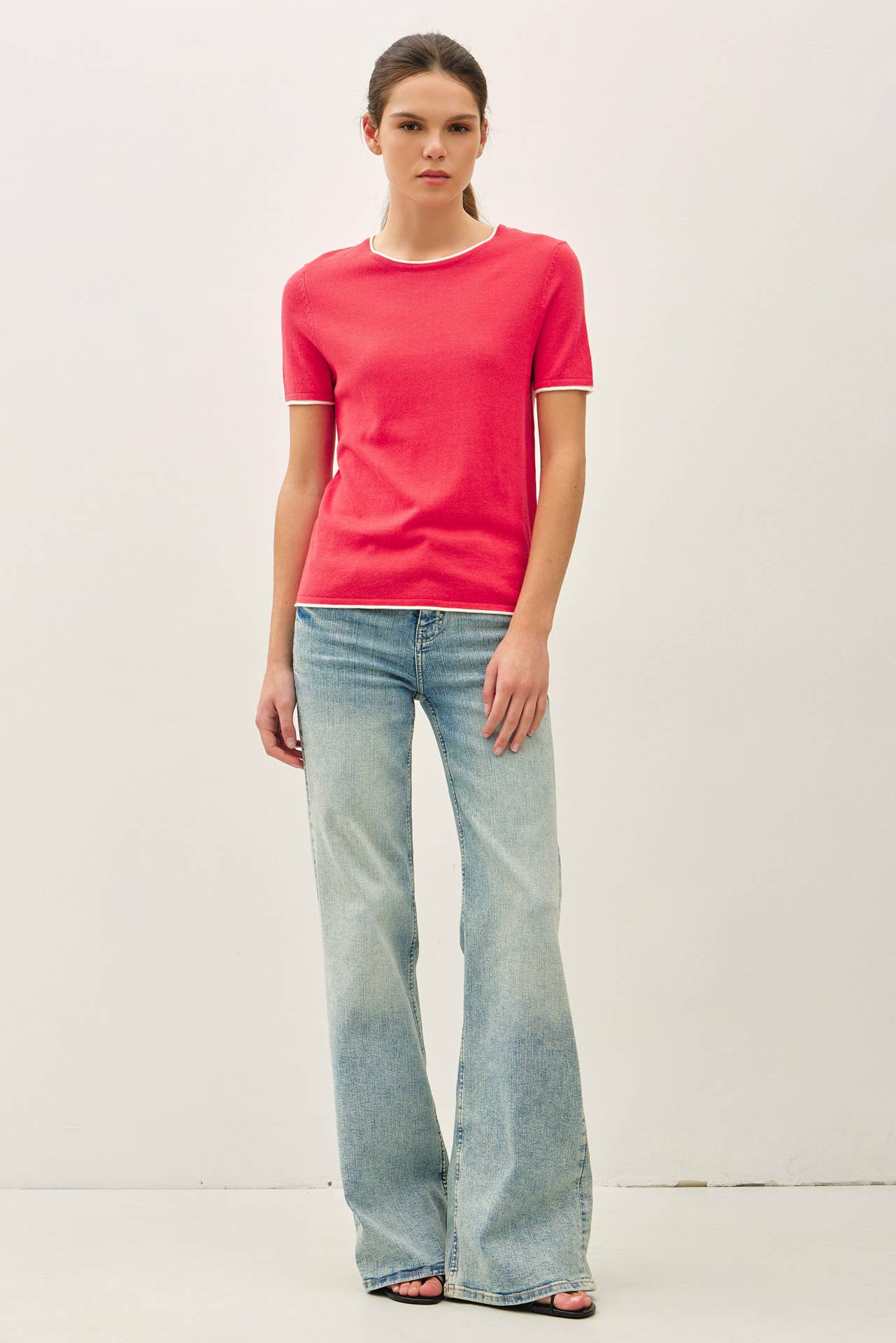 Layered Look Essential Short Sleeve Sweater Top