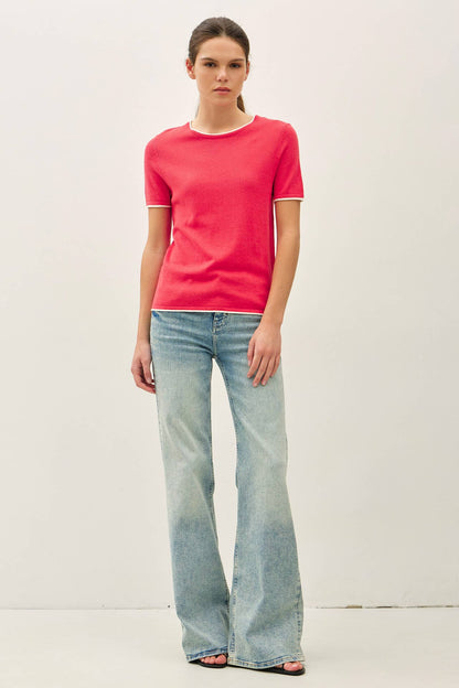 Layered Look Essential Short Sleeve Sweater Top